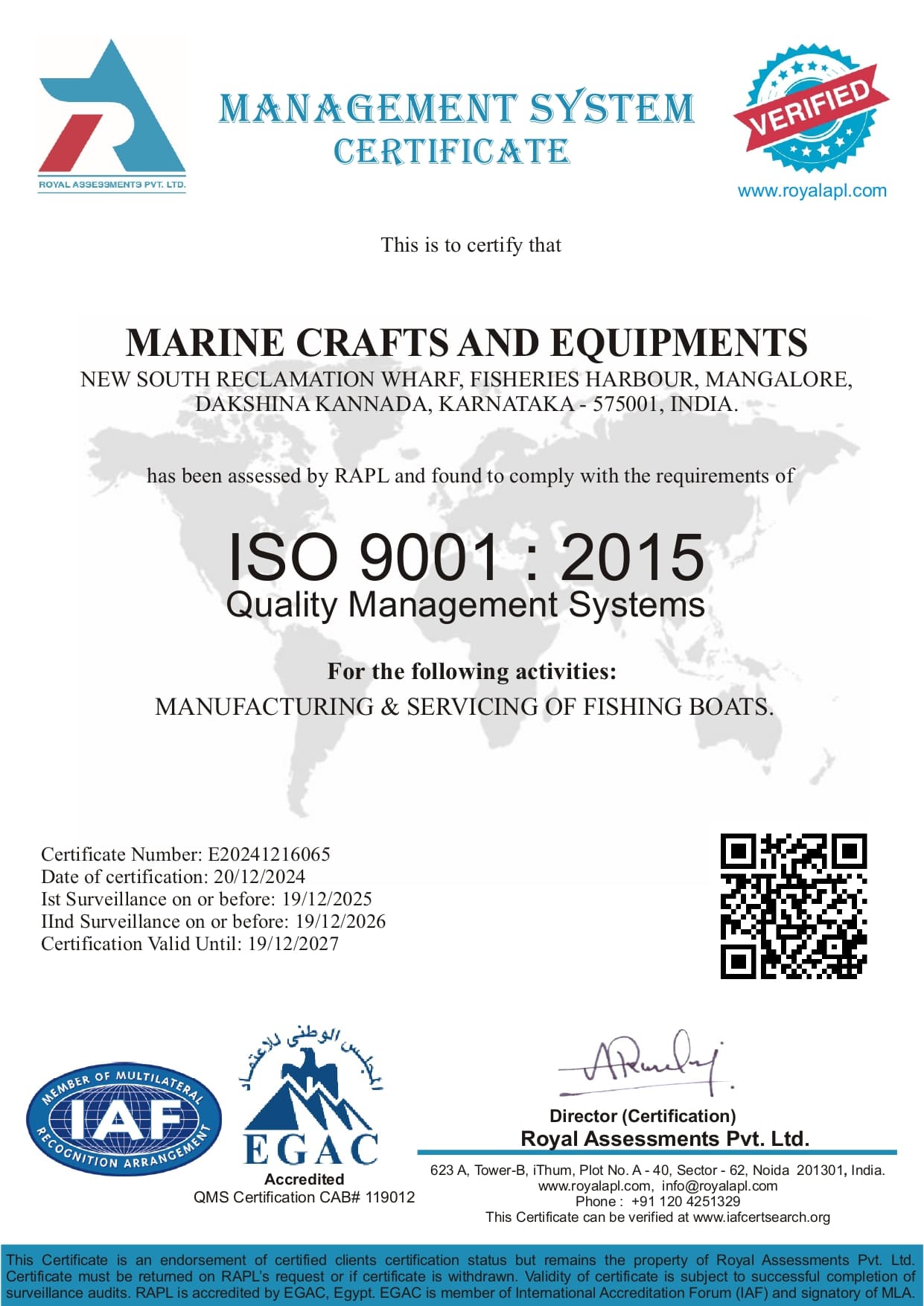 ISO 9001:2015 Certificate